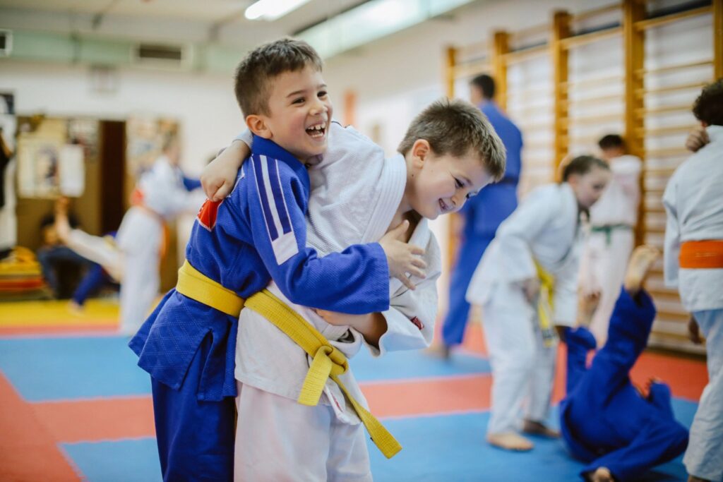 kids having a judo training session